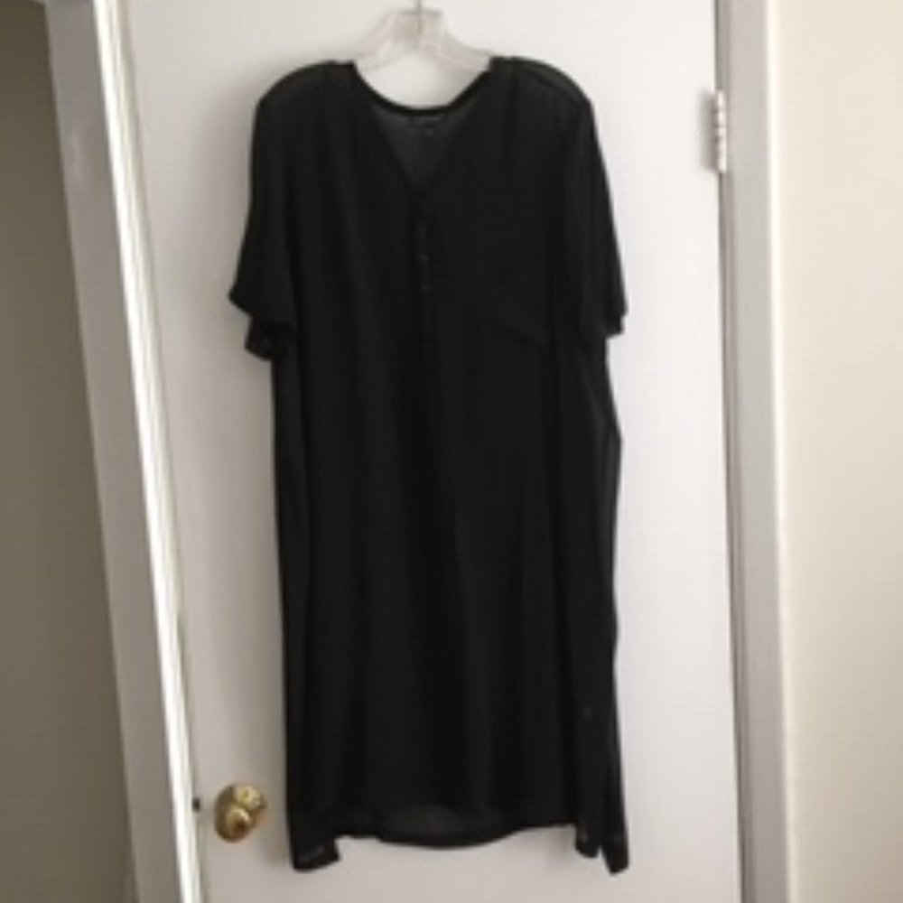 EILEEN FISHER Semi-sheer shift dress (over slip)